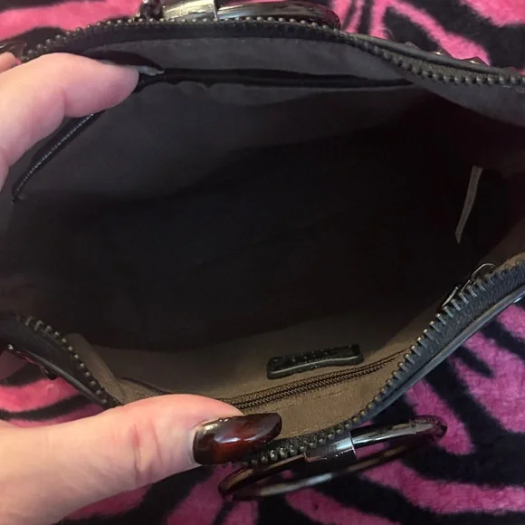 Studded Black Crossbody Bag with Chain Strap - Picture 4 of 5